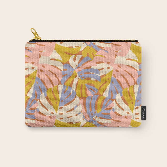 Color Block Monstera Pink + Lavender Carry All Pouch