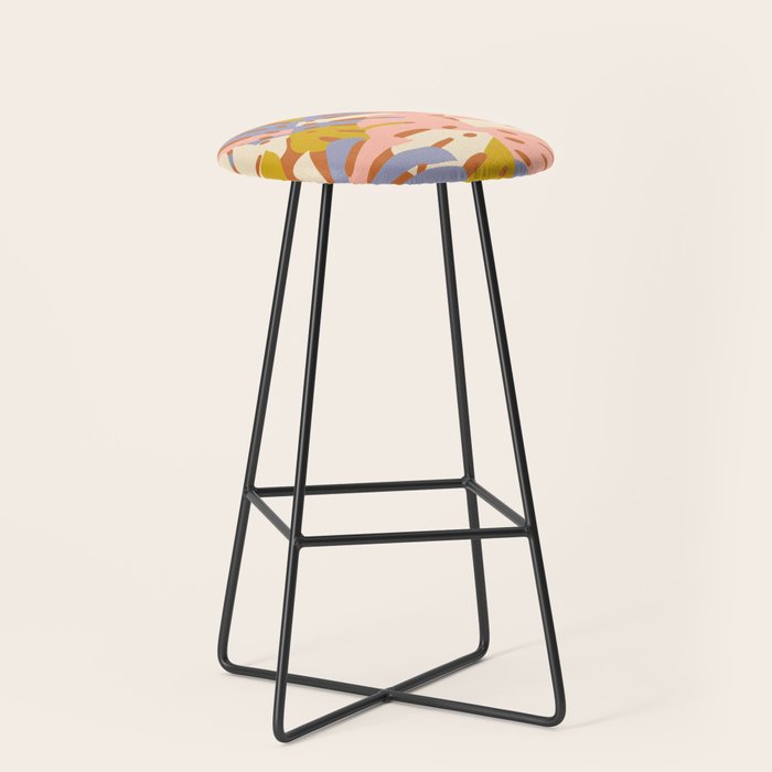 Color Block Monstera Pink + Lavender Stool