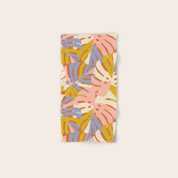Color Block Monstera Pink + Lavender Bath Towel