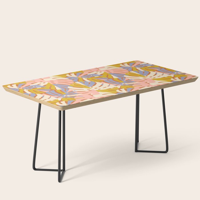 Color Block Monstera Pink + Lavender Coffee Table