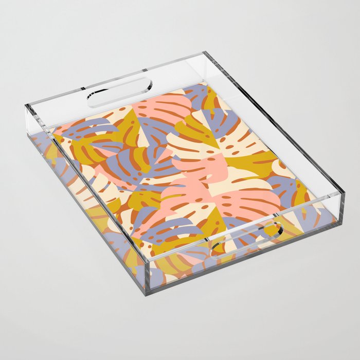 Color Block Monstera Pink + Lavender Acrylic Tray