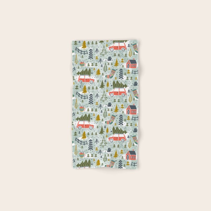 Home For The Holidays Blush Mint Christmas Bath Towel