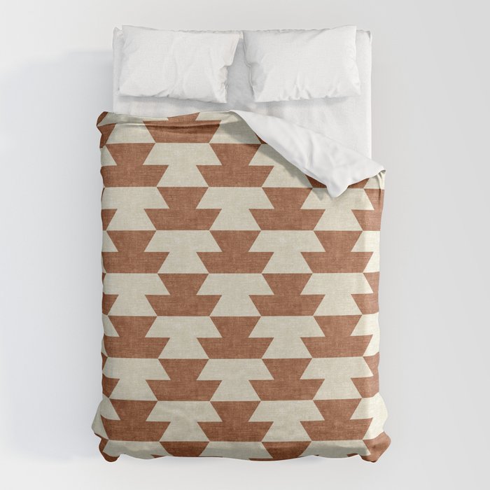 Boho Geometric Aztec In Ginger Duvet Cover