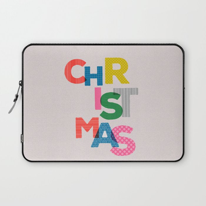 Christmas Colorful Typography Laptop Sleeve