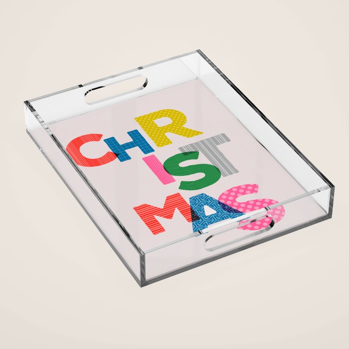 Christmas Colorful Typography Acrylic Tray