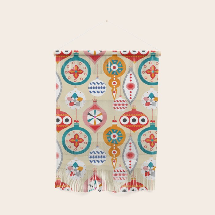 Retro Christmas Ornaments Pattern Wall Hanging
