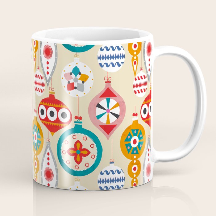 Retro Christmas Ornaments Pattern Coffee Mug