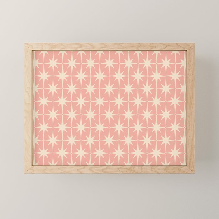 Atomic Age 1950s Retro Starburst Pattern In Cream And Blush Pink  Mini Art Print