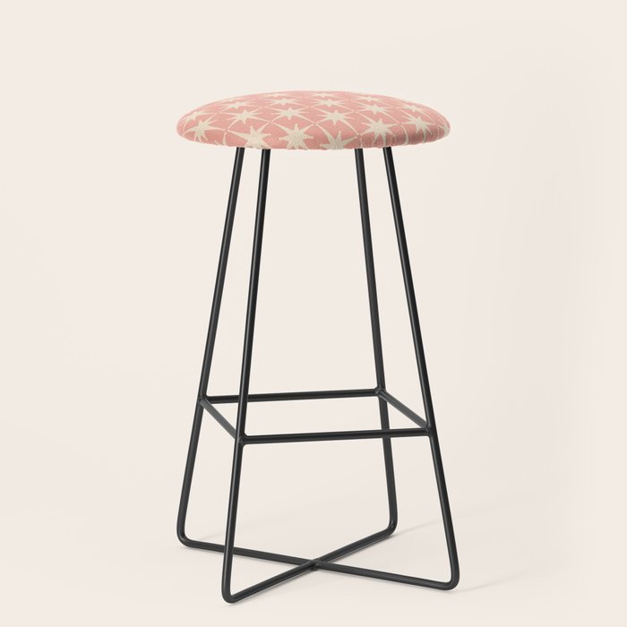 Atomic Age 1950s Retro Starburst Pattern In Cream And Blush Pink  Stool
