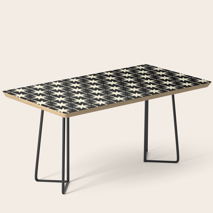 Midcentury Modern Atomic Age Starburst Pattern In Retro Cream And Black Coffee Table