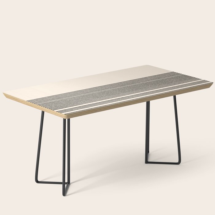 Organic Stripes - Minimalist Textured Line Pattern In Black And Almond Cream Coffee Table