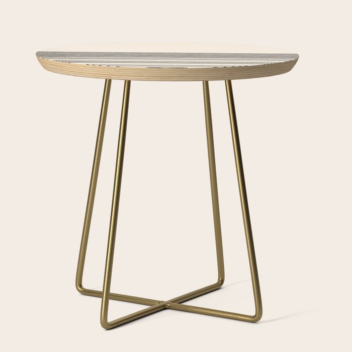 Organic Stripes - Minimalist Textured Line Pattern In Black And Almond Cream Side Table