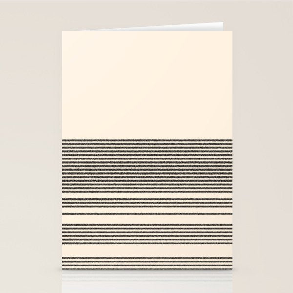 Organic Stripes - Minimalist Textured Line Pattern In Black And Almond Cream Stationery Card