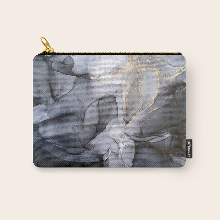 Calm But Dramatic Light Monochromatic Black & Grey Abstract Carry All Pouch