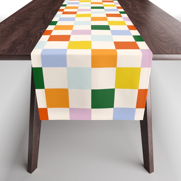 Retro Rainbow Checkerboard  Table Runner