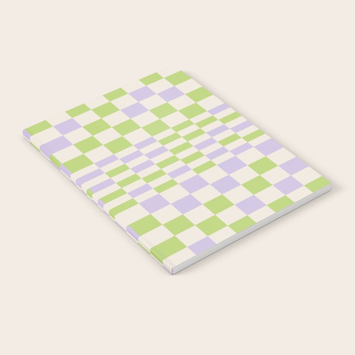 Happy Colorful Checkered Pattern Green And Lilac Notebook