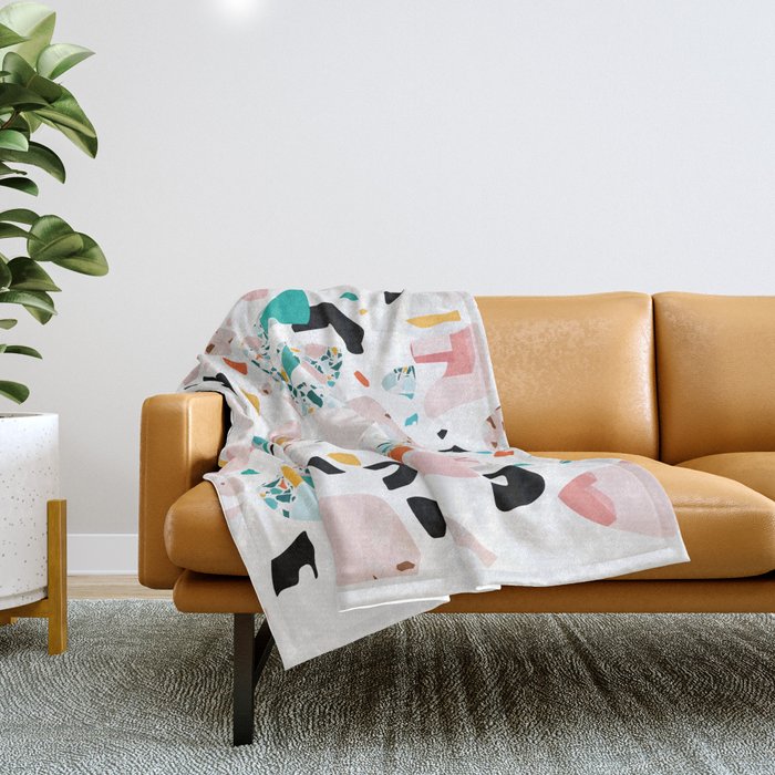 Mixed Mess I. / Collage, Terrazzo, Colorful Throw Blanket
