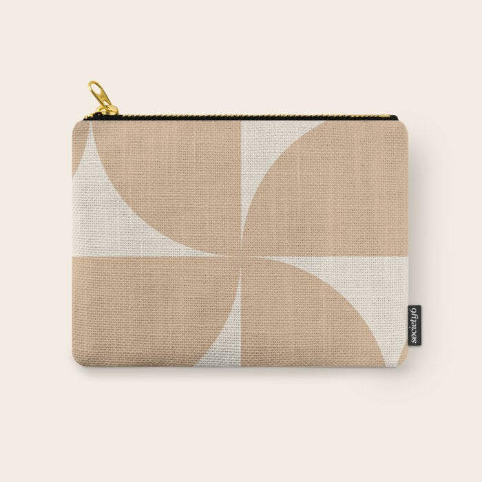 Bauhaus Mid Century Modern Geometric X Neutral Beige Carry All Pouch