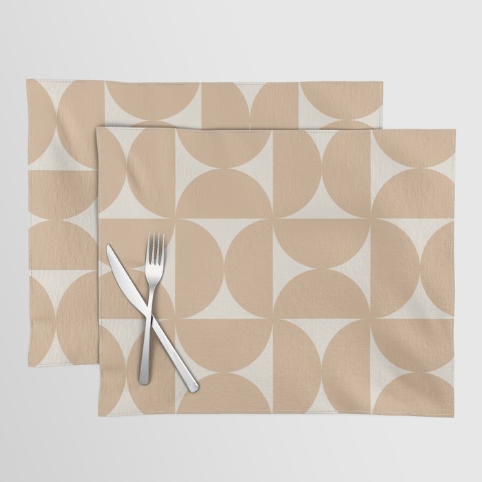 Bauhaus Mid Century Modern Geometric X Neutral Beige Placemat