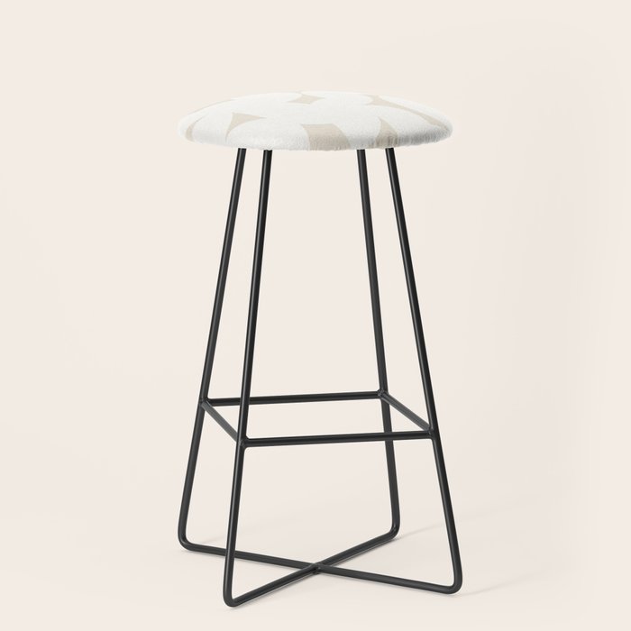 Contemporary Abstract Shapes - Neutral Off White Stool