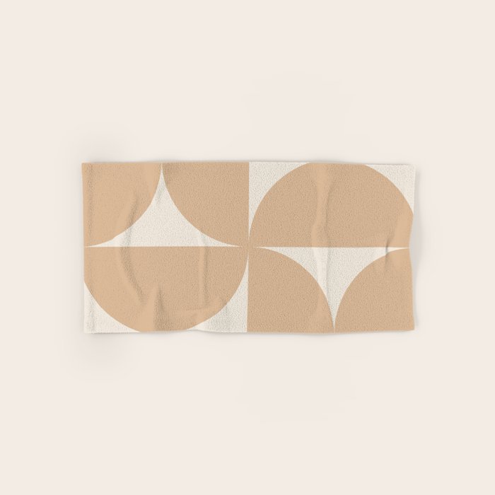 Bauhaus Mid Century Modern Geometric X Neutral Beige Bath Towel