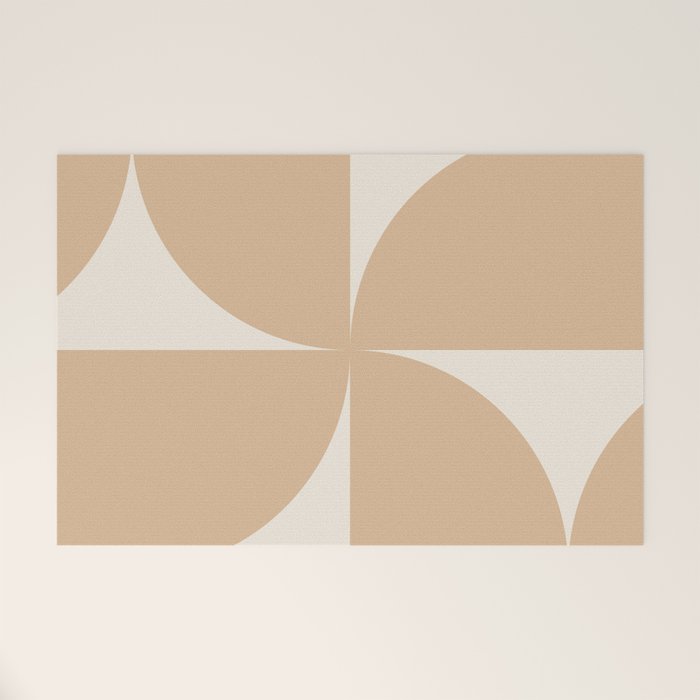 Bauhaus Mid Century Modern Geometric X Neutral Beige Welcome Mat