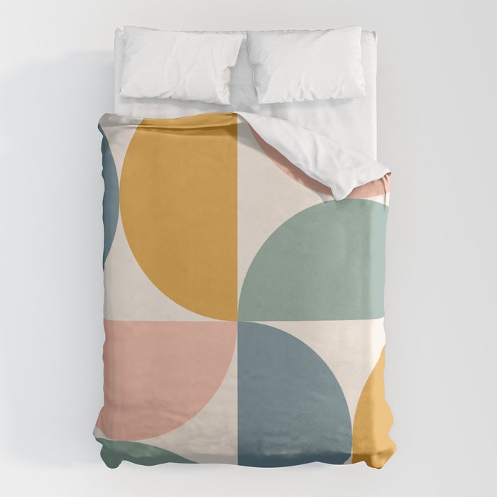 Bauhaus Mid Century Modern Geometric Ii Natural Pastel Duvet Cover
