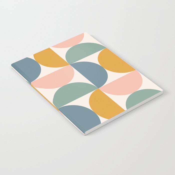 Bauhaus Mid Century Modern Geometric Ii Natural Pastel Notebook