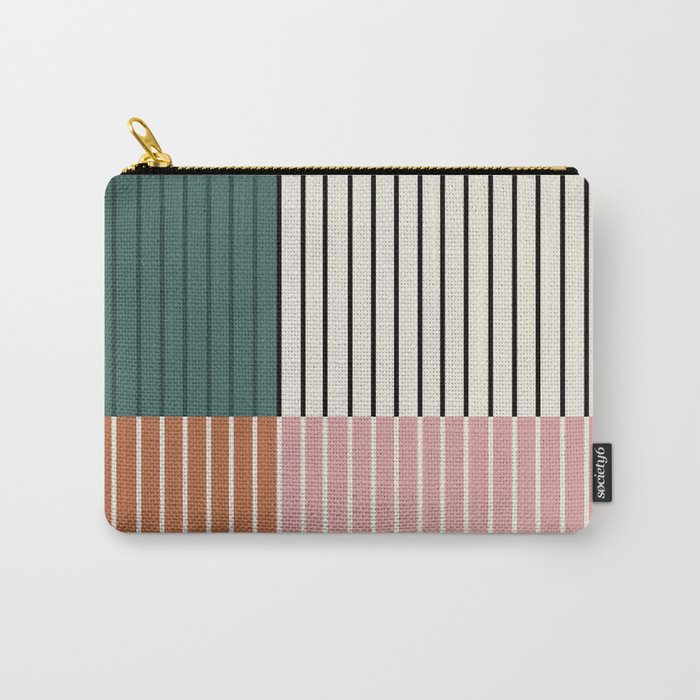 Color Block Line Abstract V Colorful Retro Carry All Pouch