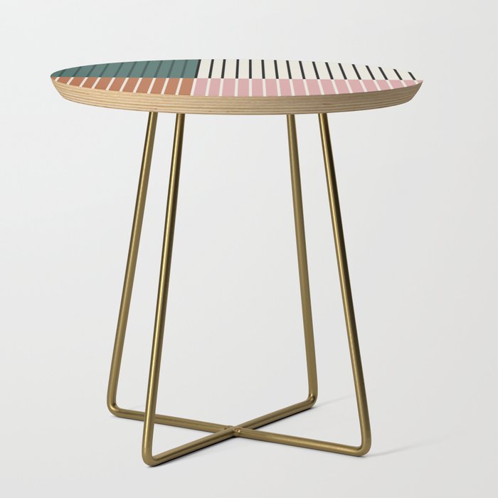Color Block Line Abstract V Colorful Retro Side Table