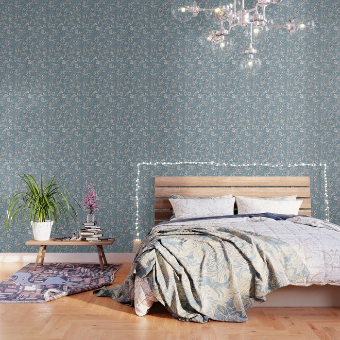Tiger Collection - White On Blue Wallpaper
