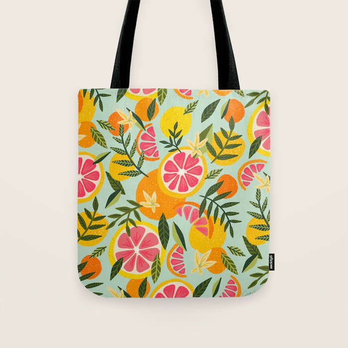Grapefruit Blooms - Mint Palette Tote Bag