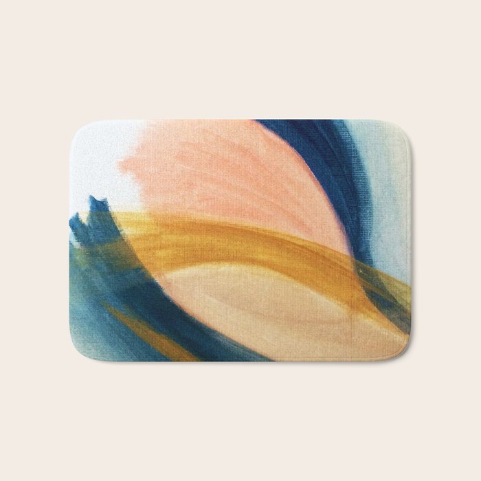Slow As The Mississippi - Acrylic Abstract With Pink, Blue, And Brown Bath Mat
