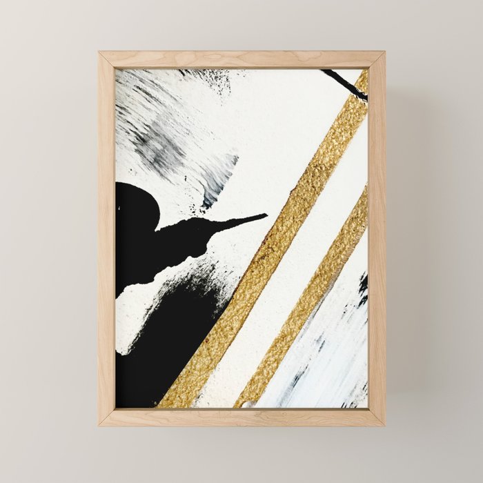 Armor [8]: A Minimal Abstract Piece In Black White And Gold By Alyssa Hamilton Art Mini Art Print