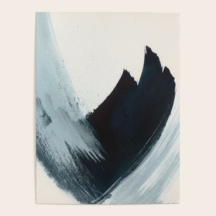 Like A Gentle Hurricane: A Minimal, Abstract Piece In Blues And White By Alyssa Hamilton Art Poster