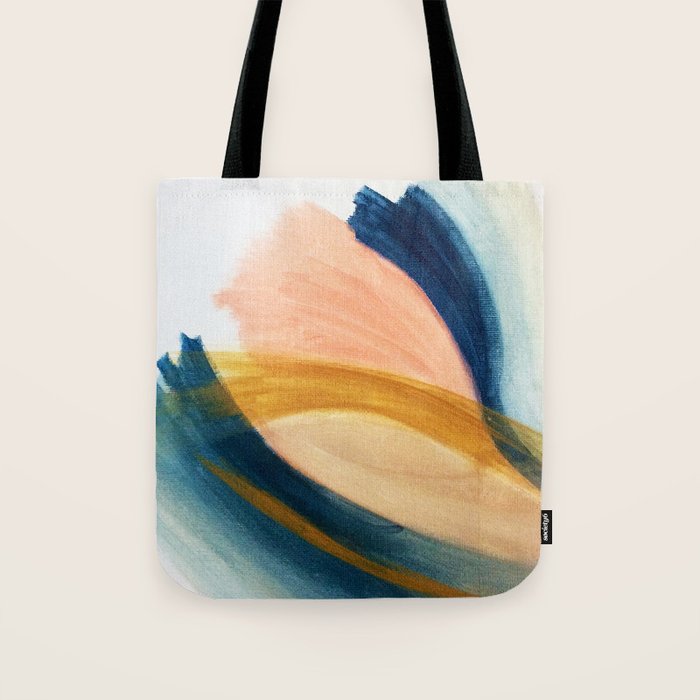 Slow As The Mississippi - Acrylic Abstract With Pink, Blue, And Brown Tote Bag
