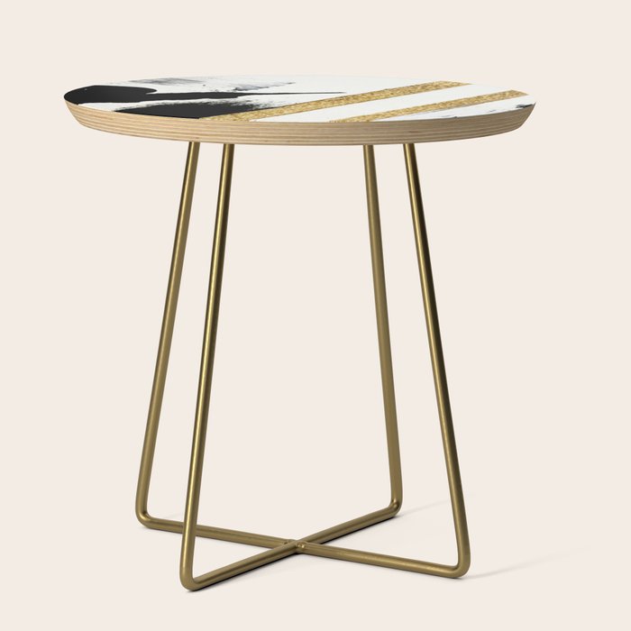 Armor [8]: A Minimal Abstract Piece In Black White And Gold By Alyssa Hamilton Art Side Table