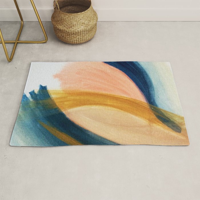 Slow As The Mississippi - Acrylic Abstract With Pink, Blue, And Brown Rug