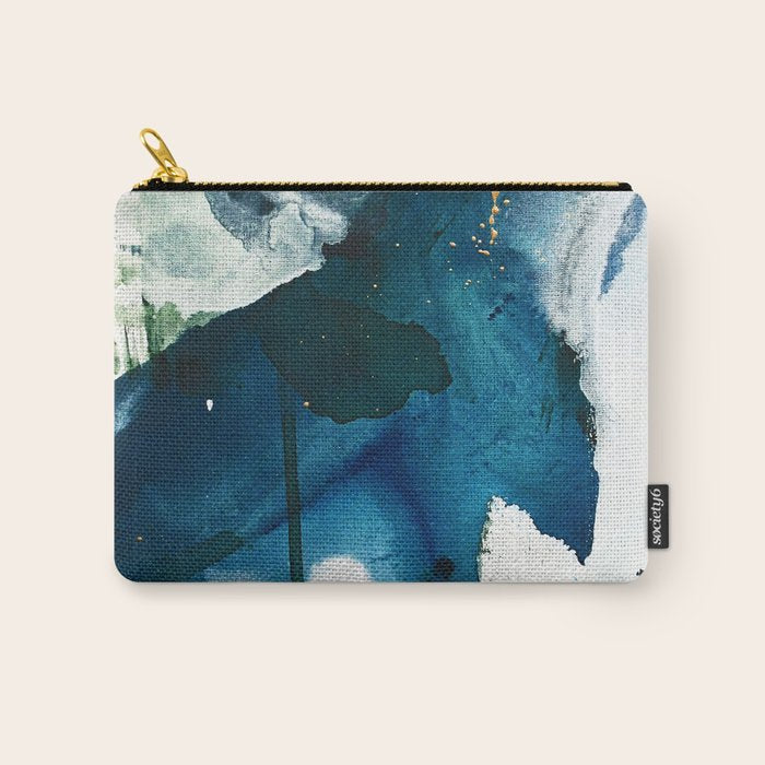Untamed: A Pretty, Minimal, Abstract Painting In Blue, White And Gold By Alyssa Hamilton Art  Carry All Pouch