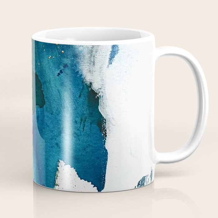 Untamed: A Pretty, Minimal, Abstract Painting In Blue, White And Gold By Alyssa Hamilton Art  Coffee Mug