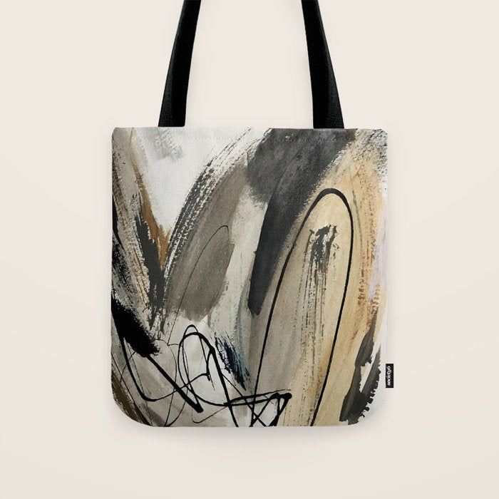 Drift [5]: A Neutral Abstract Mixed Media Piece In Black, White, Gray, Brown Tote Bag