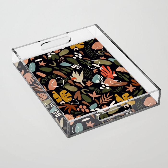 Abstract Shapes Of Dark Modern Nature Acrylic Tray