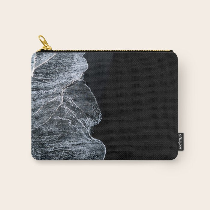 Waves On A Black Sand Beach In Iceland - Minimalist Landscape Photography Carry All Pouch