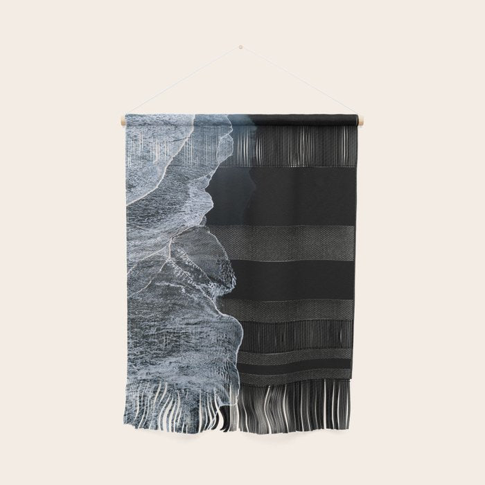 Waves On A Black Sand Beach In Iceland - Minimalist Landscape Photography Wall Hanging