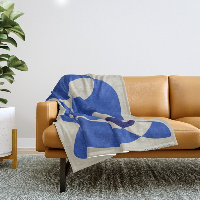 Blue Nude Geometric Modern Print Throw Blanket