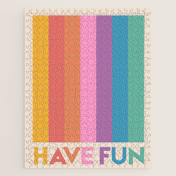 Vintage Rainbow Have Fun Text Jigsaw Puzzle