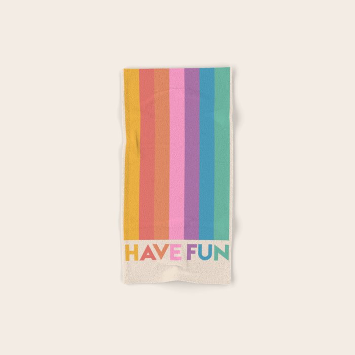 Vintage Rainbow Have Fun Text Bath Towel