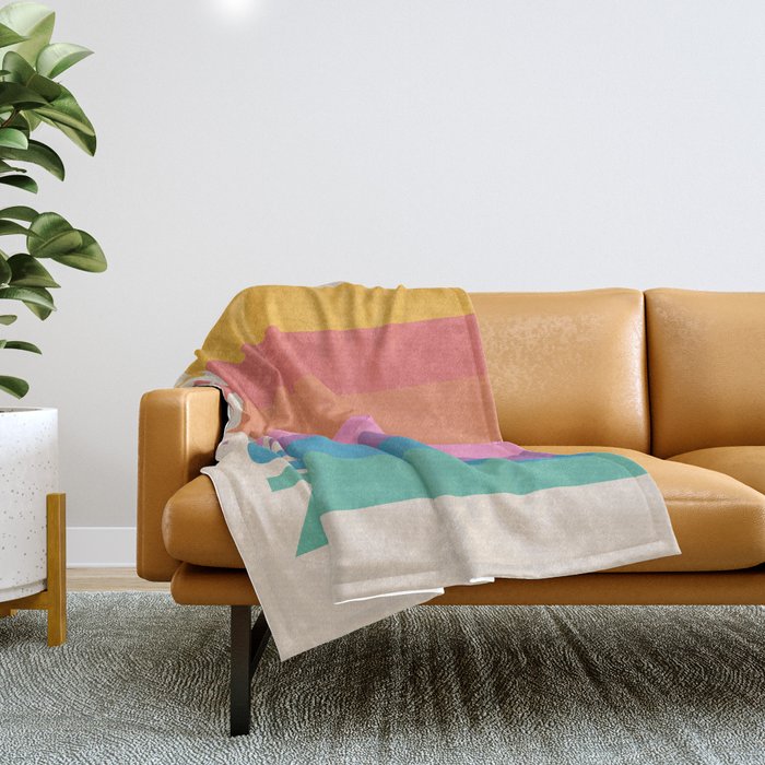 Vintage Rainbow Have Fun Text Throw Blanket