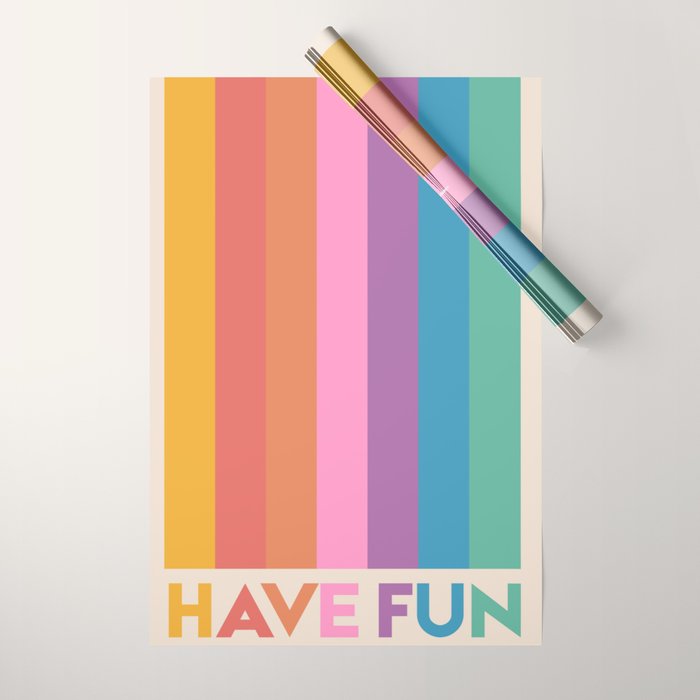 Vintage Rainbow Have Fun Text Wrapping Paper