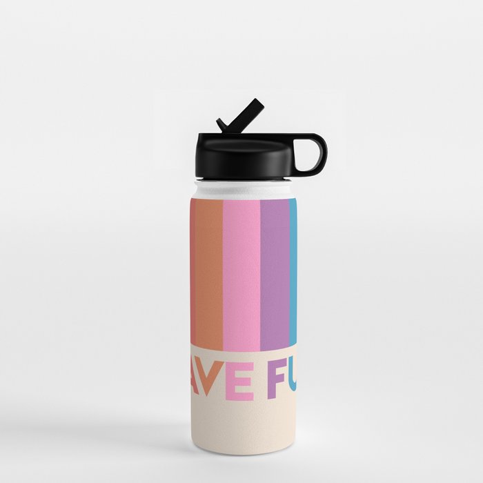Vintage Rainbow Have Fun Text Water Bottle